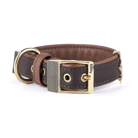 My Family Bilbao Faux Leather Collar Brown Med/Lge