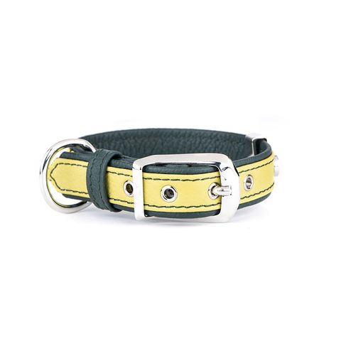 My Family Firenze Leather Collar Lime Sml/Med