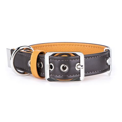 My Family Hermitage Leather Collar Brown & Ochre Lge/Xlge