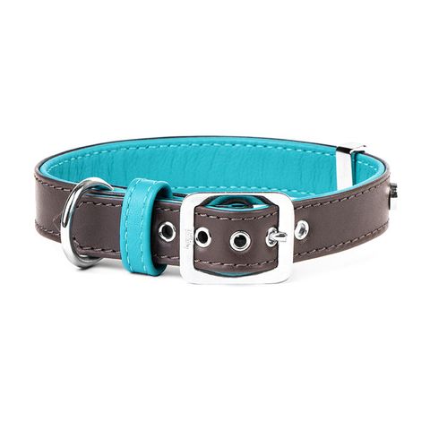My Family Hermitage Leather Collar Brown & Turquoise Med