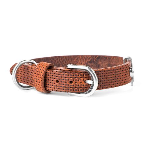 My Family Monza Leather Collar Brown Med/Lge