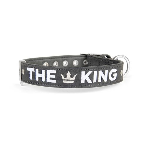 My Family Royal Leatherette "Collar Grey & Black "King" S