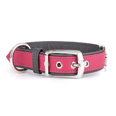 My Family Firenze Leather Collar Fuchsia Lge/Xlge