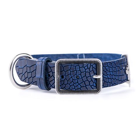 My Family Tucson Leather Collar Blue 2xlge