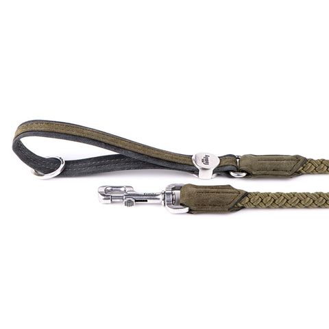 My Family London Leatherette & Rope Leash Green & Black Sml/