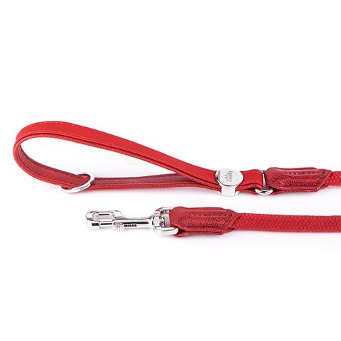 My Family Bilbao Faux Leather & Rope Leash Red Sml/Med
