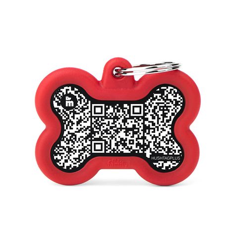 My Family QR Code Hush Tag Bone Black and Red