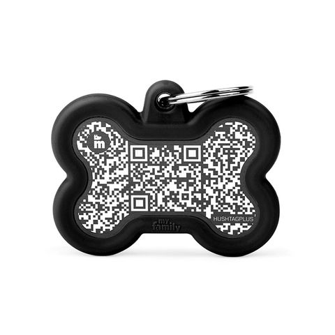 My Family QR Code Hush Tag Bone Black and Black