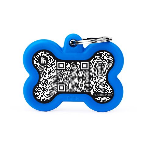 My Family QR Code Hush Tag Bone Black and Blue