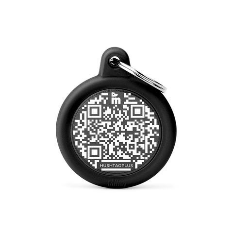 My Family QR Code Hush Tag Circle Black and Black