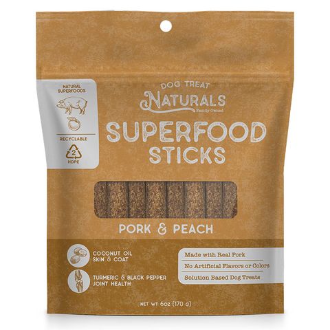 Dog Treat Naturals Pork and Peach Superfood Sticks 170g