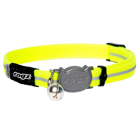 Rogz Alleycat Safety Release Collar Dayglo Yellow Sml