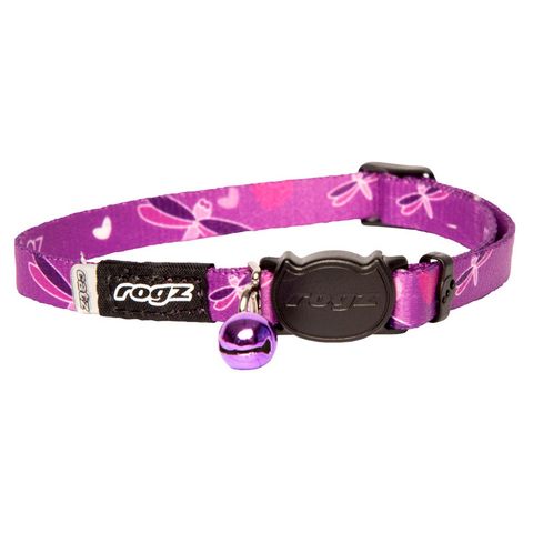 Rogz Kiddycat Safety Release Collar Purple Dragonfly Xsml
