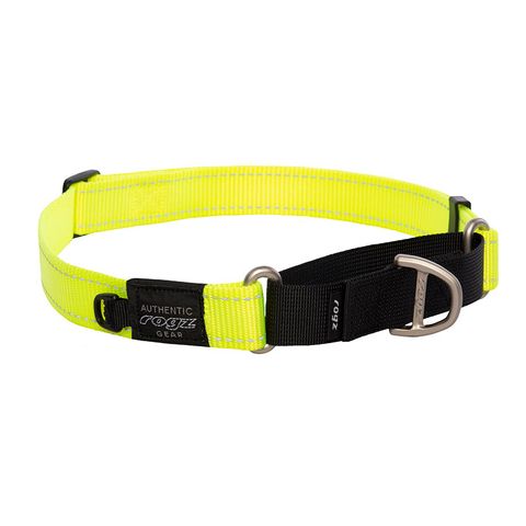 Rogz Control Collar Web Dayglo Yellow Xlge