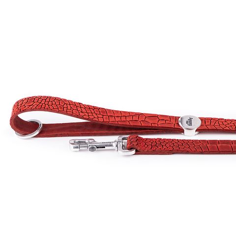 My Family Tucson Leather Leash Red Med