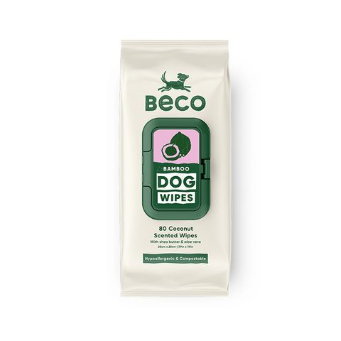 Beco Bamboo Dog Grooming Wipes Coconut Scented 80pk