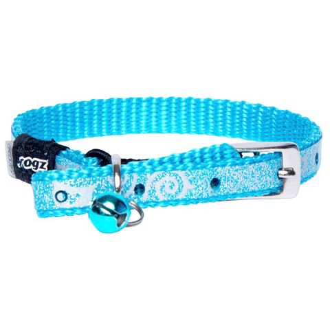 Rogz SparkleCat Pin Buckle Collar Turquoise Xsml