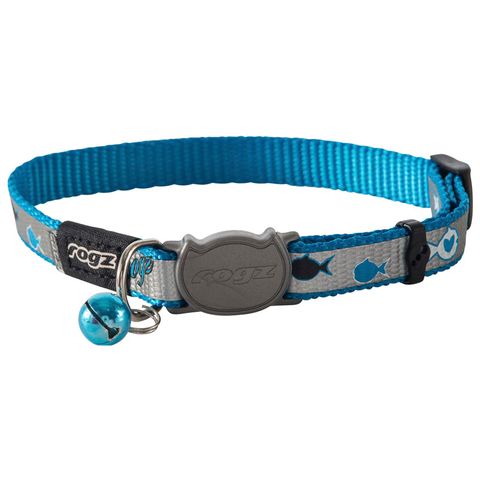 Rogz ReflectoCat Safety Collar Blue Fish Sml