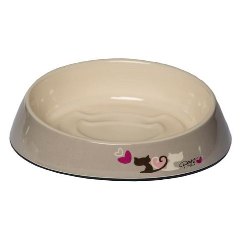 Rogz Fishcake Melamine Cat Bowl Grey Heart Tails