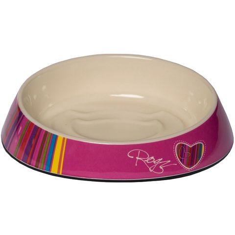 Rogz Fishcake Melamine Cat Bowl Pink Candystripes