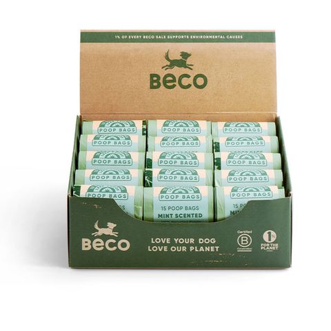 Beco Mint Scented Poop Bags Countertop Display for Single Rolls 30pk