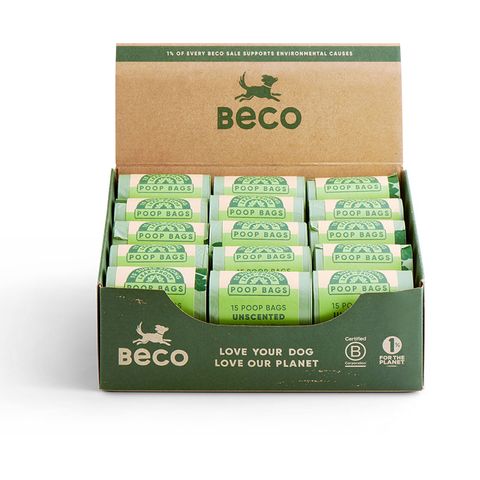 Beco Poop Bags Unscented Countertop Display for Single Rolls 30pk
