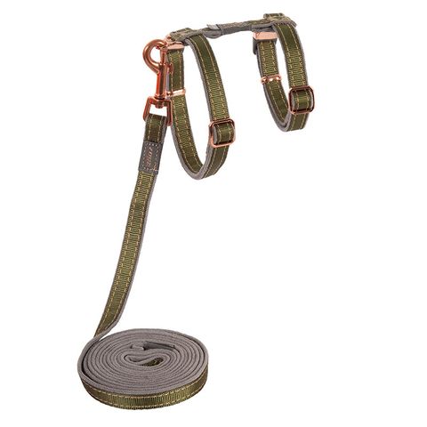 Rogz UrbanCat Control Harness and Lead Olive Twist Sml