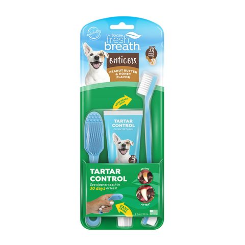 TropiClean Fresh Breath Enticers Peanut Butter & Honey Oral Care Kit