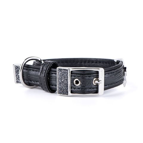 My Family Leather Saint Tropez Dog Collar Black Sml/Med