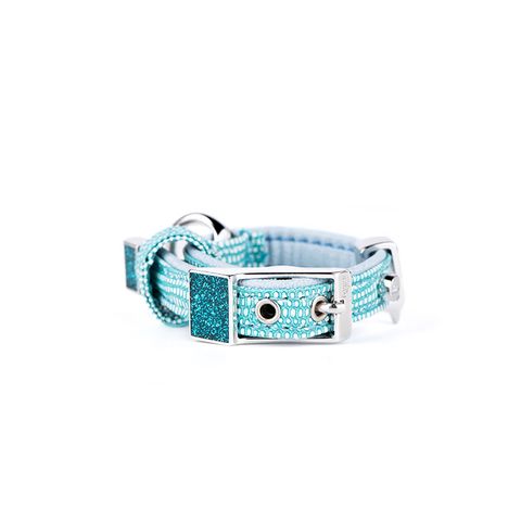 My Family Leather Saint Tropez Dog Collar Turquoise Xsml