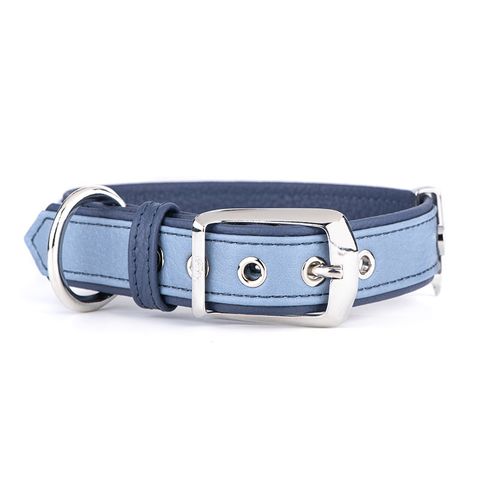 My Family Leather Firenze Dog Collar Light Blue Sml/Med