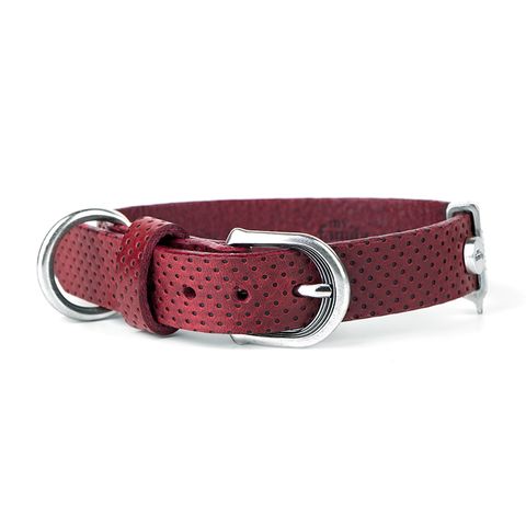 My Family Leather Monza Dog Collar Red Sml
