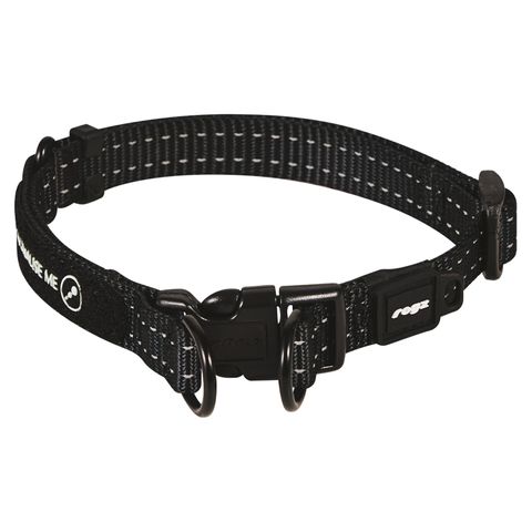 Rogz Utility TwinLoc Collar Black Med
