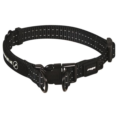 Rogz Utility TwinLoc Collar Black Med