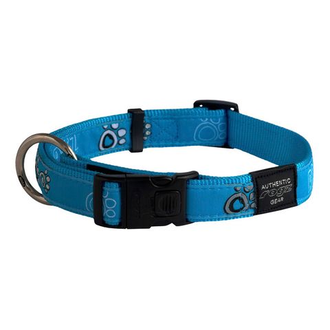 Rogz Fancy Dress Collar Turquoise Paws Xlge