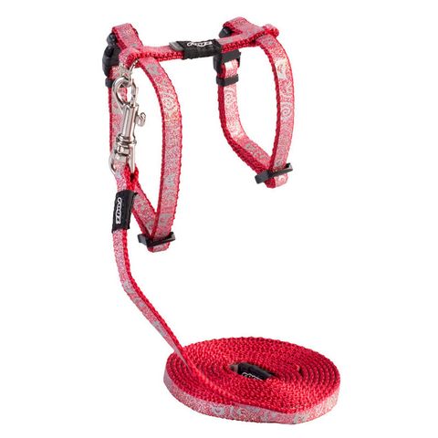 Rogz Sparklecat Harness & Lead Set Red Xsml