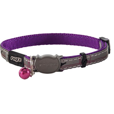 Rogz Nightcat Safeloc Collar Purple Budg 11mm
