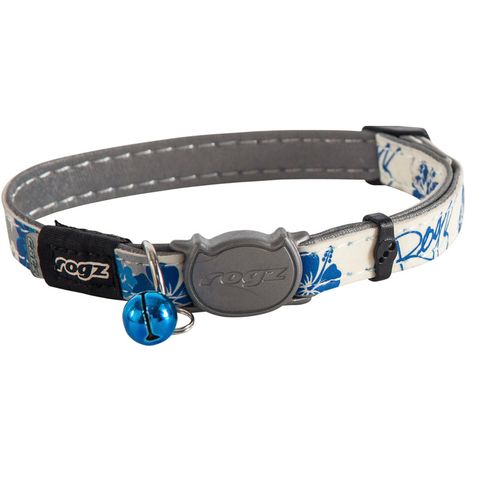 Rogz Glowcat Safeloc Collar Blue Floral 11mm