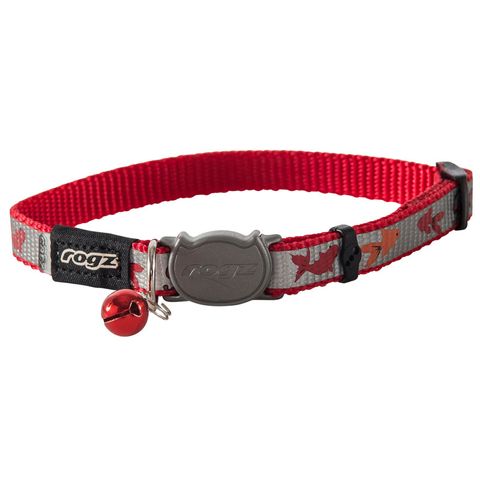 Rogz Reflectocat Safety Release Collar Red Fish Sml