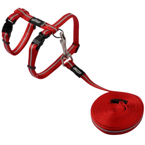 Rogz Alleycat Harness & Lead Set Red Sml