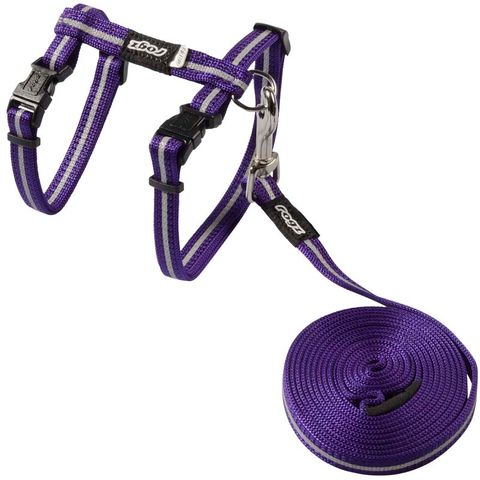 Rogz Alleycat Harness & Lead Set Purple Sml