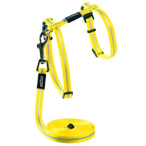 Rogz Alleycat Harness & Lead Set Dayglo Yellow Sml