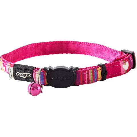Rogz Neocat Safeloc Collar Pink Candystr 11mm