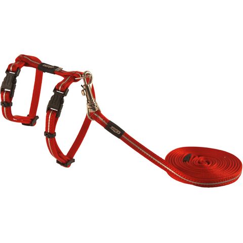 Rogz Alleycat Harness & Lead Set Red Xsml