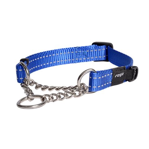 Rogz Utility Control Collar Chain Blue Med