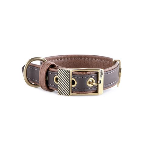 My Family Bilbao Faux Leather Collar Brown Med