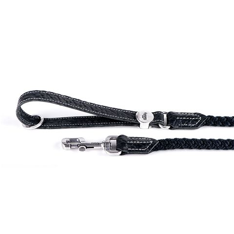 My Family El Paso Leather & Rope Leash Black Sml