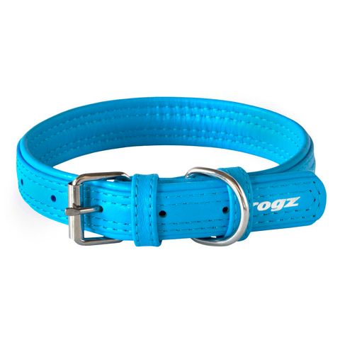Rogz Leather Buckle Collar Turquoise Med 20mm