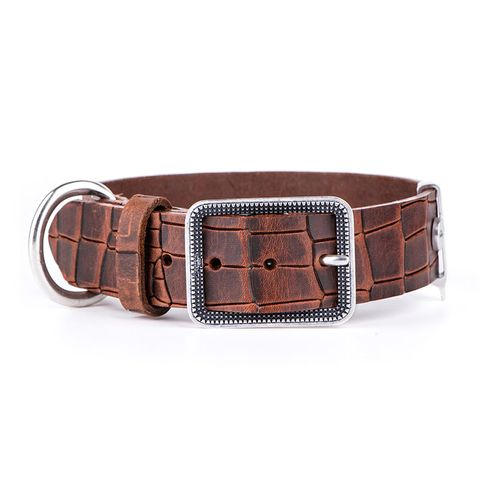 My Family Tucson Leather Collar Brown Xxlge