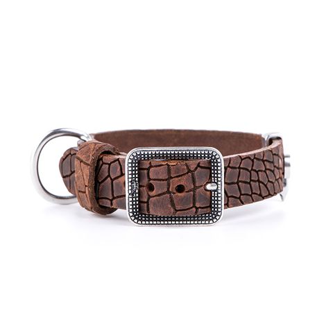My Family Tucson Leather Collar Brown Lge